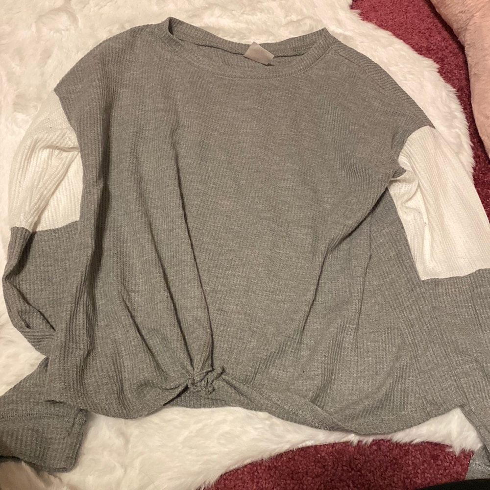 womens long sleeve tie front tee